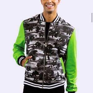 Unique Designer Floral Black and Green Bomber Jacket